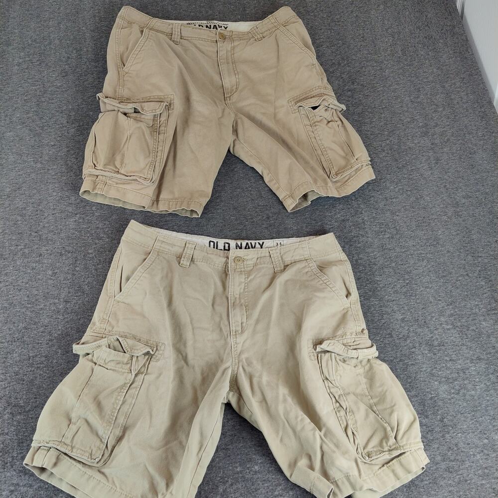 2X Vtg Old Navy Cargo Shorts Size 34 Mens Tan Biege Lot Of 2